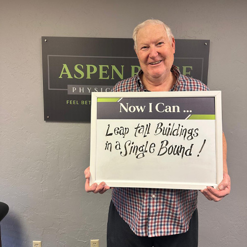 a happy and satisfied patient from Aspen Ridge Physical Therapy after completing his physical therapy program